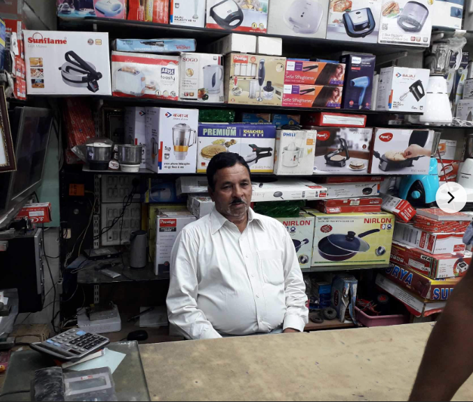 Rajendra Electronics store front in Nahar Pura, Ratlam, Madhya Pradesh